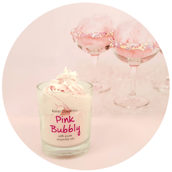 Pink Bubbly Piped Glass Candle