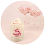 Pink Bubbly Piped Glass Candle