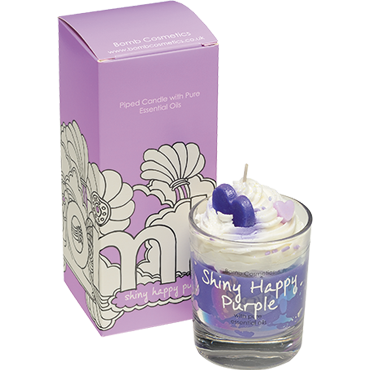 Shiny Happy Purple Piped Glass Candle